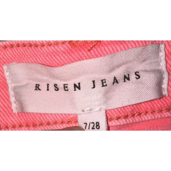 Freckled Poppy X RISEN LOS ANGELES Jeans Pants SZ 7 28X32 Pink Tummy Control - Picture 10 of 16